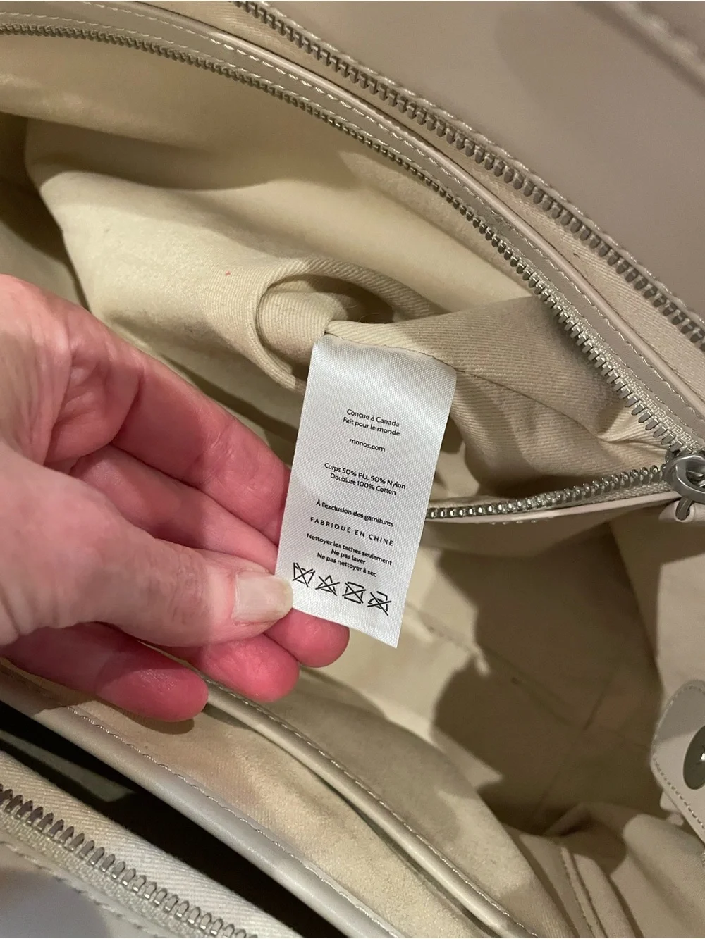 Monos Ivory Vegan Leather Metro Tote Bag
